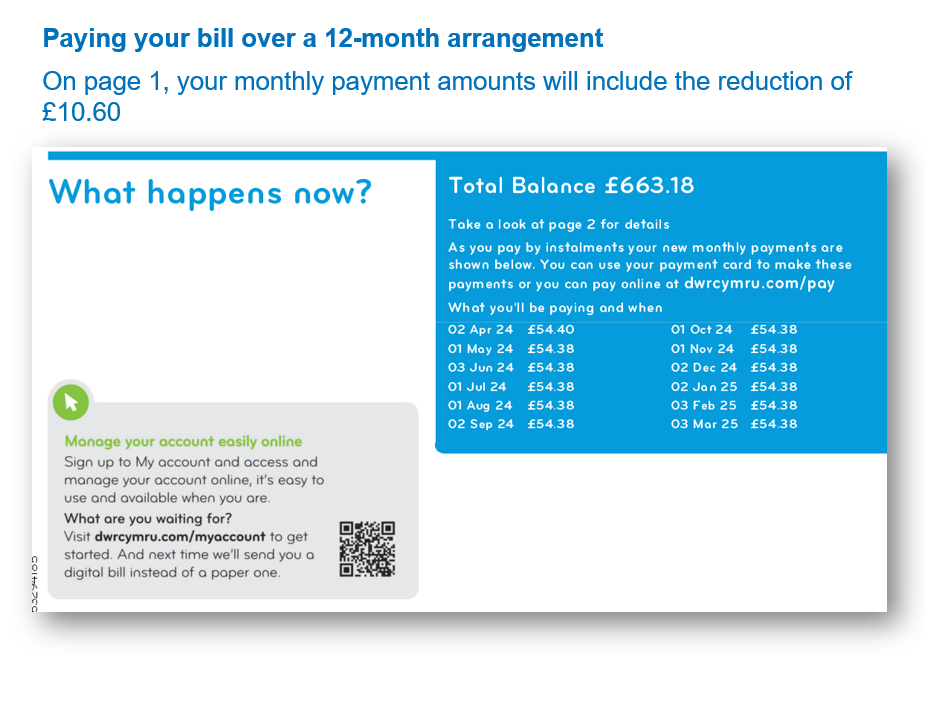 Paying your bill over a 12-month arrangement